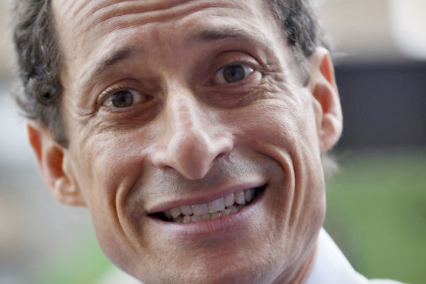 Former U.S. Congressman and New York City mayoral candidate Anthony Weiner speaks with reporters at campaign event in New York